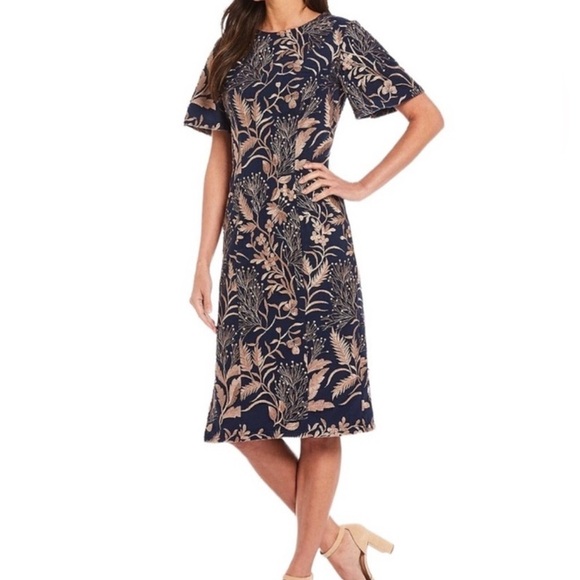 JS Collections Dresses & Skirts - JS COLLECTIONS Maya Short Flutter Sleeve Embroidered Sheath Dress size 6